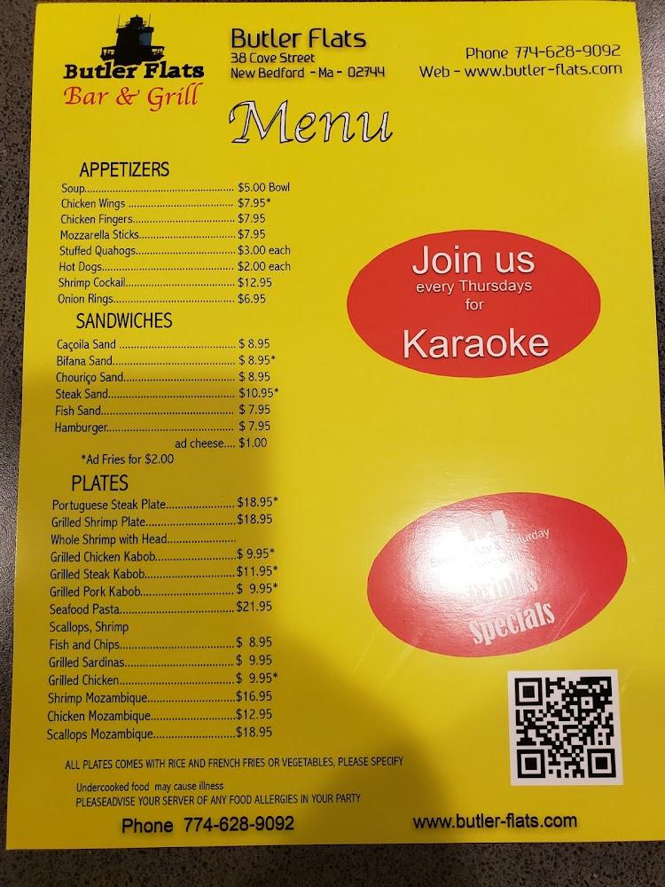 Butler Flats Bar and Grill Menu image 1